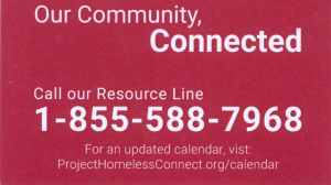 Project Homeless Connect (PHC) business card back